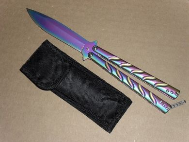 9 inch titanium colored twist butterfly knife b11tt