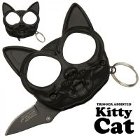 Black Cat Knuckle Knife Defense Weapon Keychain