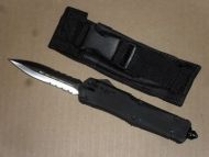 Delta Force OTF D/A Black Button Dagger Serrated Satin Automatic Knife