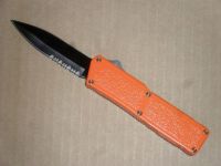 Lightning Orange D/A OTF Automatic Knife Black Serrated Dagger