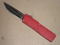 Lightning Red Otf D/A Automatic Knife Satin Single Edge Blade