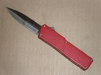 Lightning Red OTF D/A Switchblade Automatic Knife Satin Double Blade