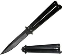 all black heavy butterfly knife 12317