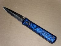 blue marbled grandfather taiwan switchblade knife