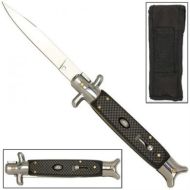 checkered silver switchblade stiletto knife GBS26