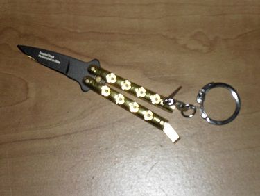 gold keychain butterfly knife 1600gd