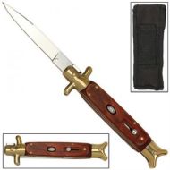 gold wood handle autoswitch stiletto knife GBS19