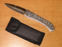 silver auto knife with sheath sb330s