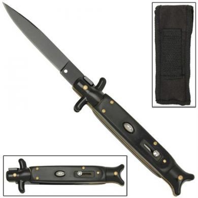 tactical black switchblade stiletto knife GBS18