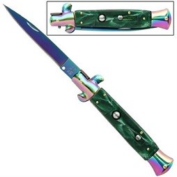 Switchblade Stiletto Titanium Peppermint Knife a155clr