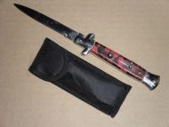 switchblade stiletto knife red skulls gbs013cmrd