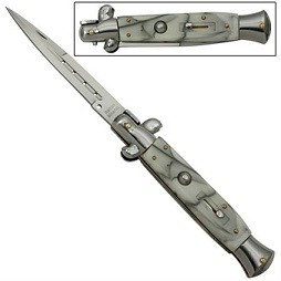 switchblade stiletto white marble knife a155bl