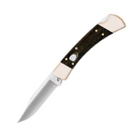 Buck 110 Brass Ebony Automatic Knife Satin Drop Point