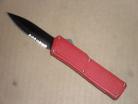 Lightning Red Otf D/A Automatic Knife Black Serrated Double Edge Blade