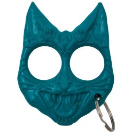 Mean Kitty Protection Knuckle Keychain Aqua Teal