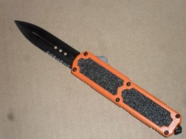 Titan Orange OTF D/A Black Serrated Double Edge Automatic Knife