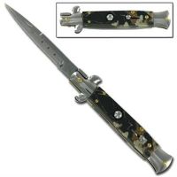 automatic switchblade stiletto real tree camo silver