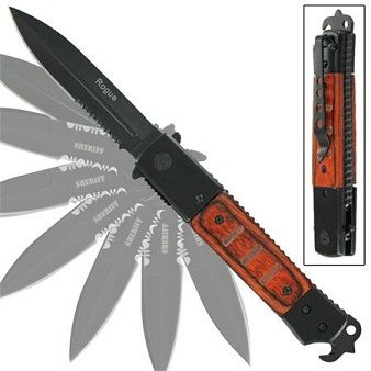 double action automatic DA rosewood emergency knife sp355pk1