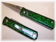 taiwan grandfather green switchblade knife