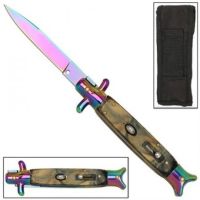 hunting marbled switchblade stiletto knife GBS20