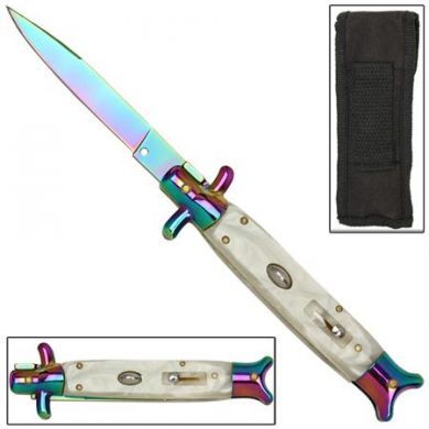 titanium pearl stiletto automatic knife GBS22