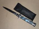 zombie blue skulls switchblade stiletto knife gbs012cmbl