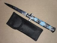 zombie blue skulls switchblade stiletto knife gbs013cmbl